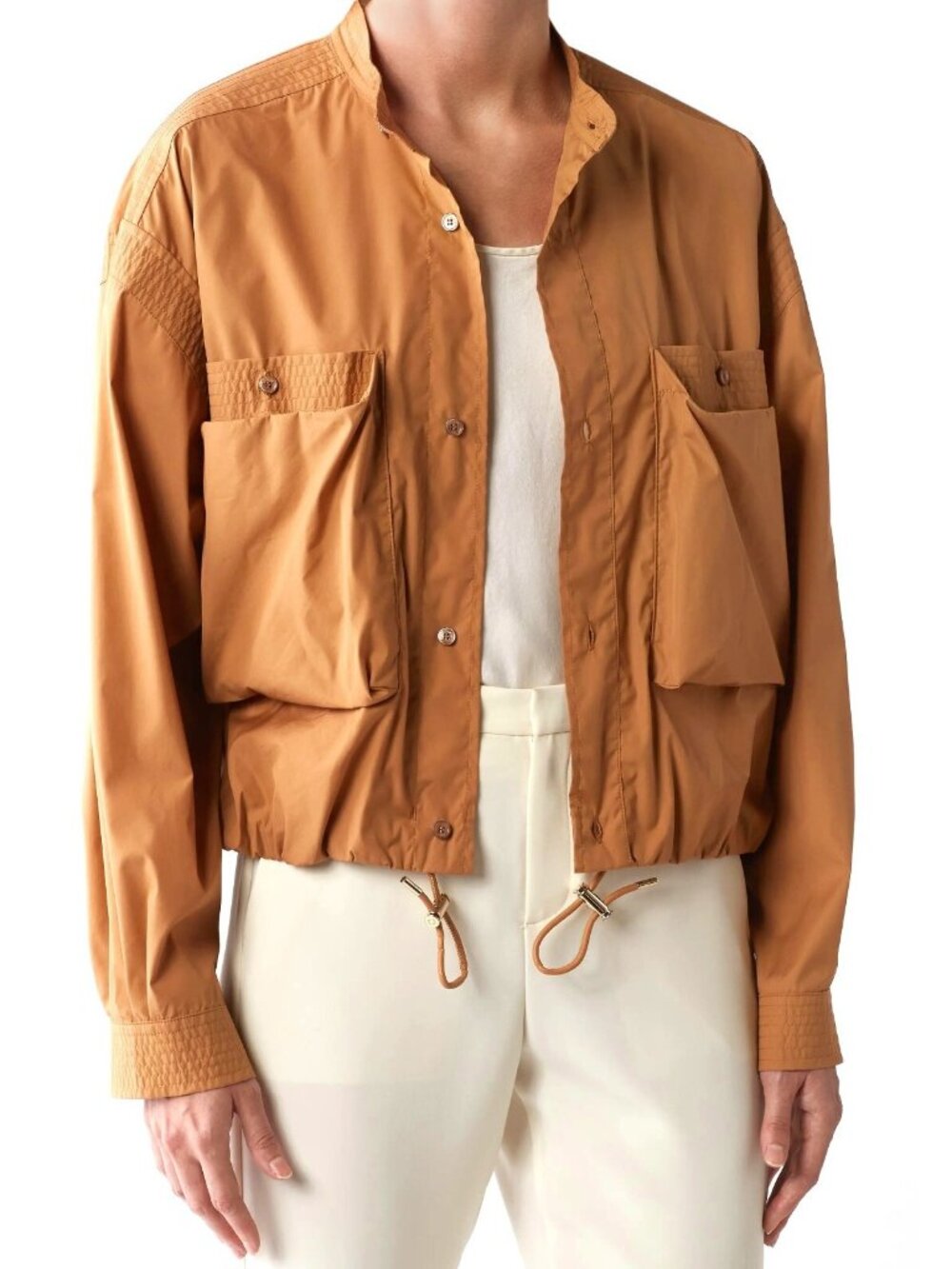 Salvatore Ferragamo Womens Cotton Blend Crop Shirt Jacket Size 48, US 14 - Italy